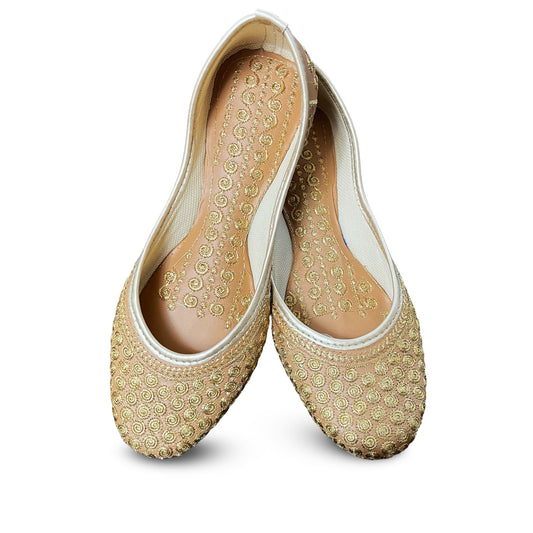 Steploom Gold Embroidered Punjabi Jutti for Women – Handcrafted Ethnic Shoes