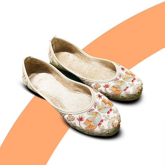 Steploom Traditional Embroidered Work Punjabi Jutti for Women – Handcrafted Bird Design Mojari